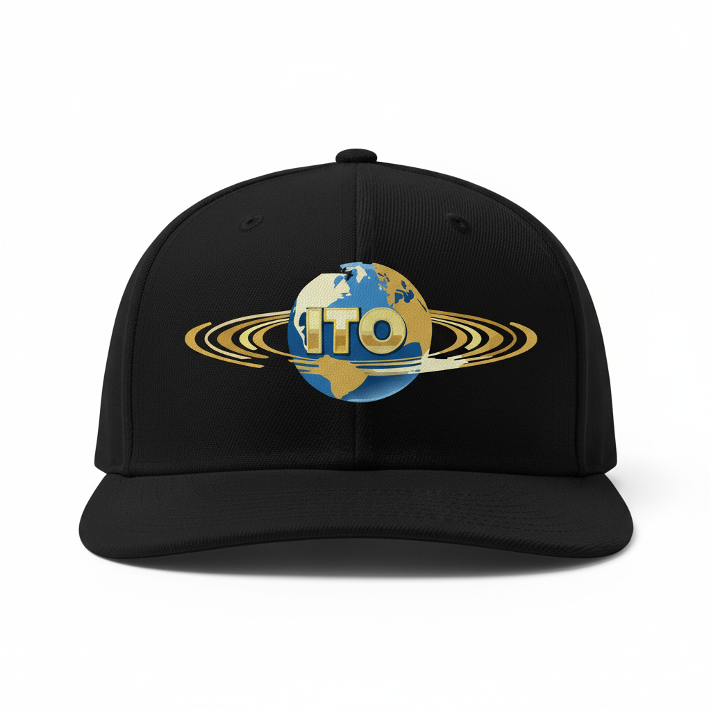 Black fitted cap with ITO logo